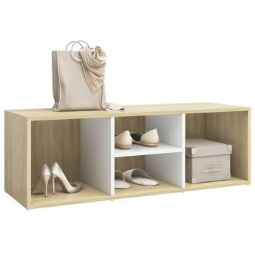 Shoe Storage Bench in White & Sonoma Oak | Stylish & Functional