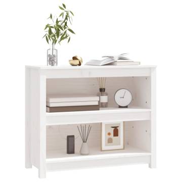 White Book Cabinet 80x35x68 cm - Solid Pine Wood Storage