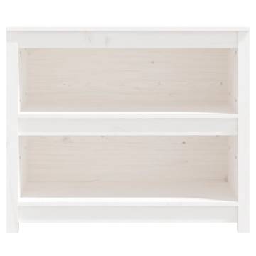 White Book Cabinet 80x35x68 cm - Solid Pine Wood Storage