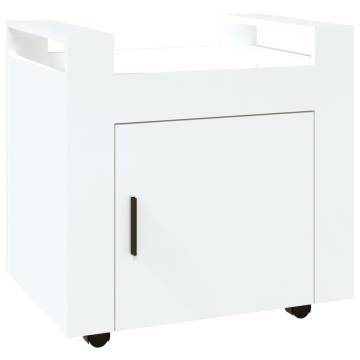 High Gloss White Desk Trolley - 60x45x60 cm | HipoMarket