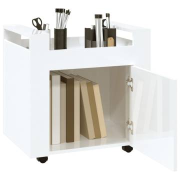 High Gloss White Desk Trolley - 60x45x60 cm | HipoMarket