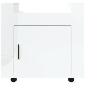 High Gloss White Desk Trolley - 60x45x60 cm | HipoMarket