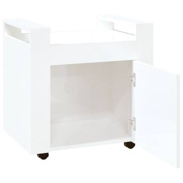 High Gloss White Desk Trolley - 60x45x60 cm | HipoMarket