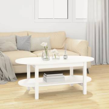 Elegant White Coffee Table - Solid Pine Wood 110x55 cm