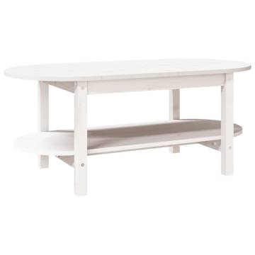 Elegant White Coffee Table - Solid Pine Wood 110x55 cm