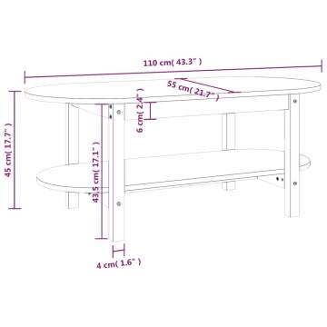 Elegant White Coffee Table - Solid Pine Wood 110x55 cm