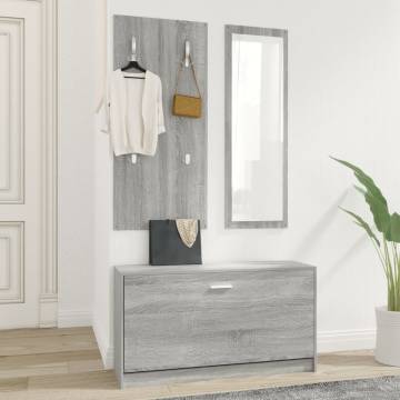 Stylish 3-in-1 Shoe Cabinet Set in Grey Sonoma - Hipomarket