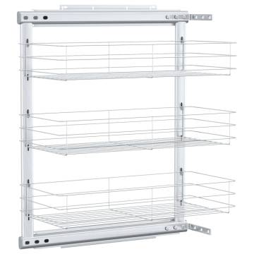 3-Tier Pull-out Kitchen Wire Basket - Silver 47x25x56 cm