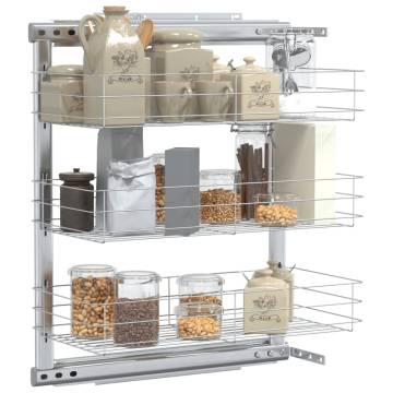 3-Tier Pull-out Kitchen Wire Basket - Silver 47x25x56 cm