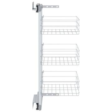 3-Tier Pull-out Kitchen Wire Basket - Silver 47x25x56 cm