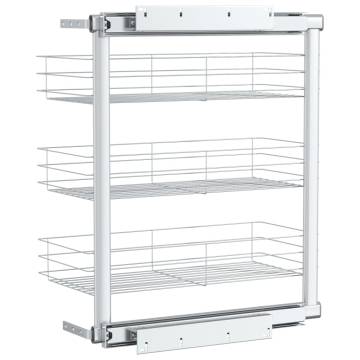 3-Tier Pull-out Kitchen Wire Basket - Silver 47x25x56 cm