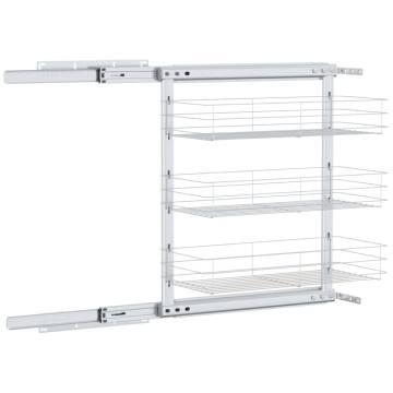 3-Tier Pull-out Kitchen Wire Basket - Silver 47x25x56 cm