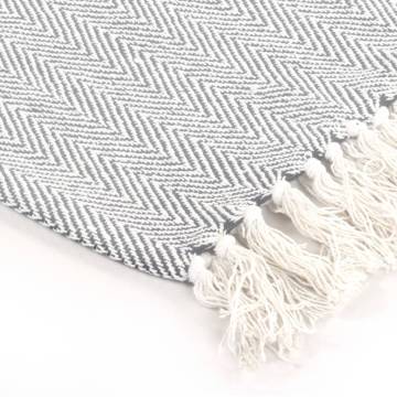 Cotton Herringbone Throw - 220x250 cm Grey | Hipo Market