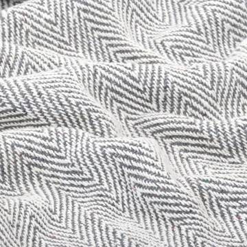 Cotton Herringbone Throw - 220x250 cm Grey | Hipo Market