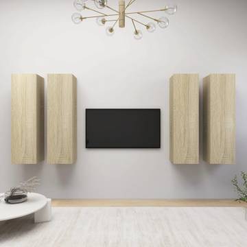 Stylish 4 pcs TV Cabinets in Sonoma Oak - HipoMarket