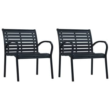 Stylish Black Steel & WPC Garden Chairs - 2 pcs Set