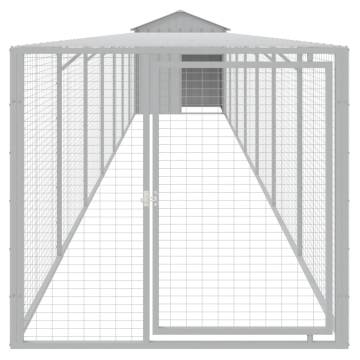 Light Grey Chicken Cage with Run - Durable Galvanised Steel