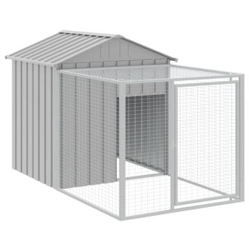 Light Grey Chicken Cage with Run - Durable Galvanised Steel