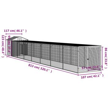 Light Grey Chicken Cage with Run - Durable Galvanised Steel