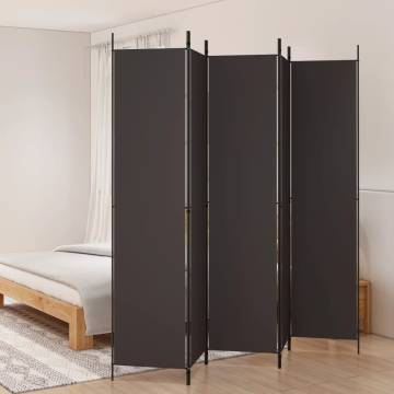 5-Panel Room Divider Brown - Stylish Privacy Screen | Hipomarket