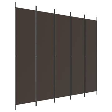 5-Panel Room Divider Brown - Stylish Privacy Screen | Hipomarket