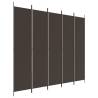 5-Panel Room Divider Brown - Stylish Privacy Screen | Hipomarket