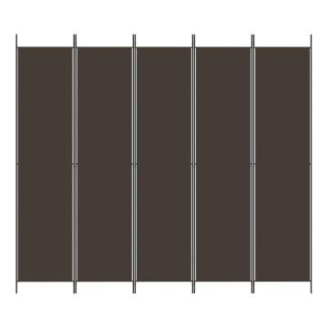 5-Panel Room Divider Brown - Stylish Privacy Screen | Hipomarket