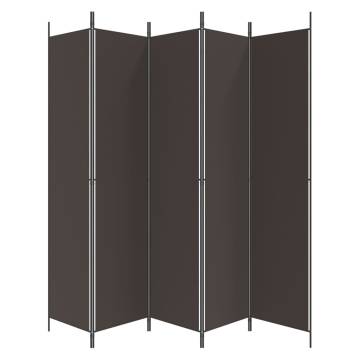 5-Panel Room Divider Brown - Stylish Privacy Screen | Hipomarket