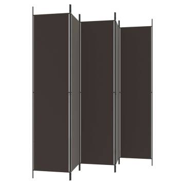 5-Panel Room Divider Brown - Stylish Privacy Screen | Hipomarket