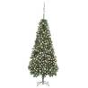 Artificial Pre-lit Christmas Tree with Ball Set&Pine Cones 210 cm Colour green and rose Size 210 x 119 cm Quantity in Package 1 Number of Branch Tips 