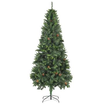 210 cm Pre-lit Christmas Tree with Balls & Pine Cones | HipoMarket