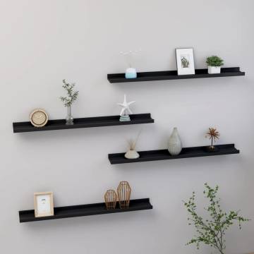 4 pcs Black Wall Shelves - Stylish Storage Solution | HipoMarket