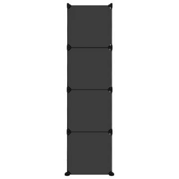 Storage Cube Organiser with 12 Cubes & Doors - Black PP