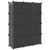 Storage Cube Organiser with 12 Cubes & Doors - Black PP