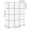 Storage Cube Organiser with 12 Cubes & Doors - Black PP