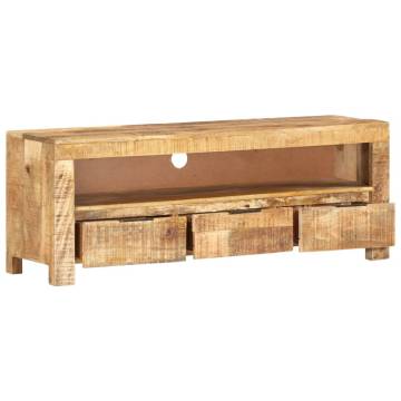 Stylish TV Cabinet in Rough Mango Wood - 110x30x40 cm