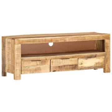 Stylish TV Cabinet in Rough Mango Wood - 110x30x40 cm