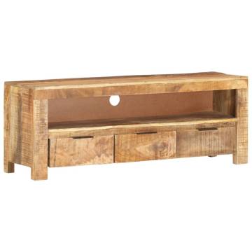 Stylish TV Cabinet in Rough Mango Wood - 110x30x40 cm