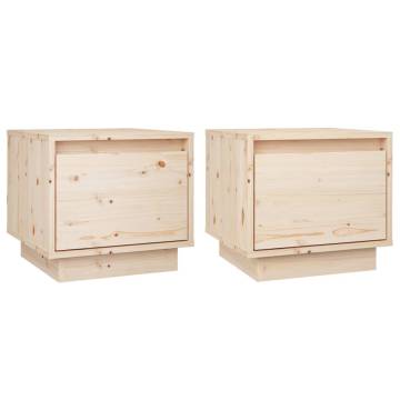 Stylish Solid Wood Pine Bedside Cabinets - 2 pcs | HipoMarket