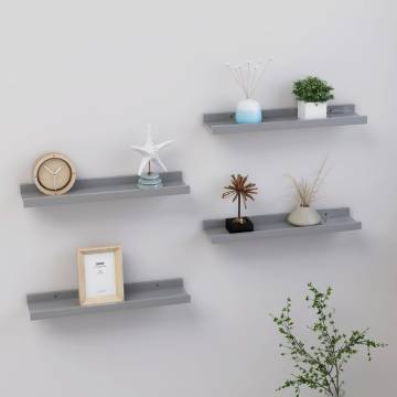 Grey Wall Shelves Set of 4 - 40x9x3 cm | HipoMarket