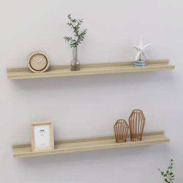 Stylish Sonoma Oak Wall Shelves - 2 pcs | Hipomarket