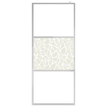 Stylish Walk-in Shower Wall ESG Glass with Stone Design 80x195 cm