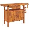Solid Wood Acacia Workbench with Drawer & Vices - 124x52 cm