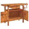Solid Wood Acacia Workbench with Drawer & Vices - 124x52 cm