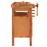 Solid Wood Acacia Workbench with Drawer & Vices - 124x52 cm