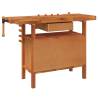Solid Wood Acacia Workbench with Drawer & Vices - 124x52 cm