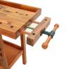 Solid Wood Acacia Workbench with Drawer & Vices - 124x52 cm
