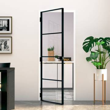 Interior Door Black 76x201.5 cm | Tempered Glass & Aluminium