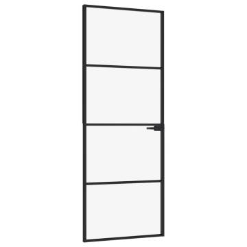 Interior Door Black 76x201.5 cm | Tempered Glass & Aluminium