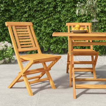 Folding Garden Chairs - 2 Pcs Solid Teak Wood | HipoMarket